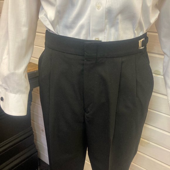 Black Pleated 100% Wool Tuxedo Pants - Weddings, Band, Special Events - Picture 6 of 8